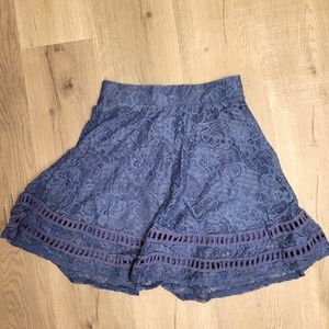 Blue lace mini skirt